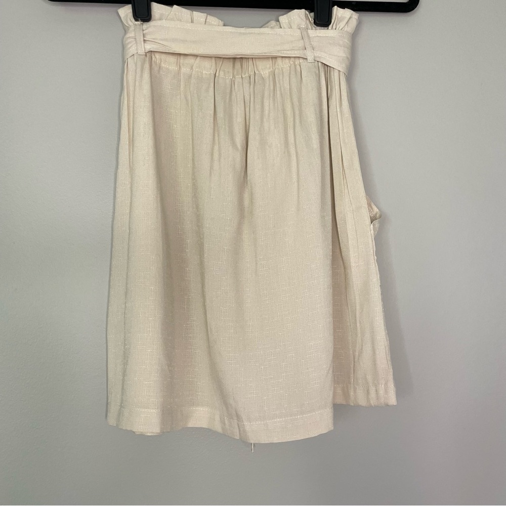 Paper Bag Waist Light Beige Mini Skirt NEW - Picture 6 of 10